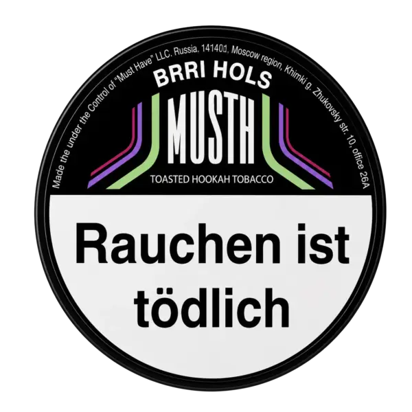 Must H BRRI HOLS 125g Shisha Tabak Packung Verpackung Premium