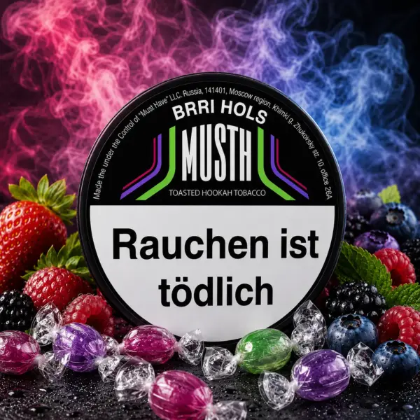 Must H BRRI HOLS 125g Shisha Tabak Vier Beerensorten und kühlende Frische Geschmack