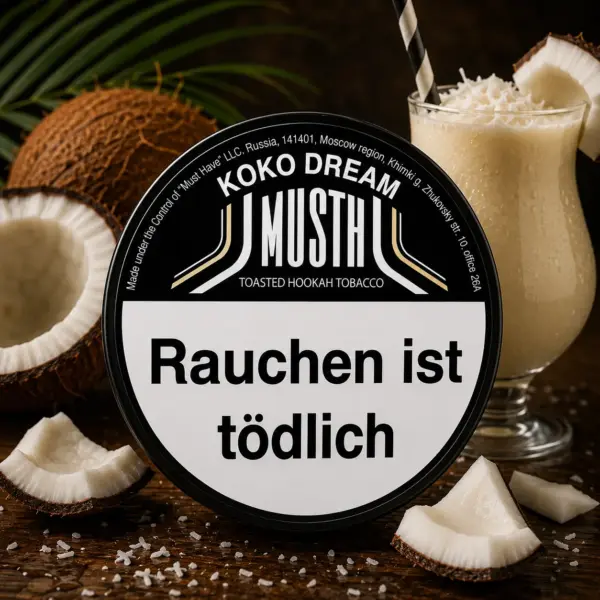 Must H KOKO DREAM 125g Shisha Tabak Cremige Kokosnuss wie ein frischer Kokos-Shake Geschmack