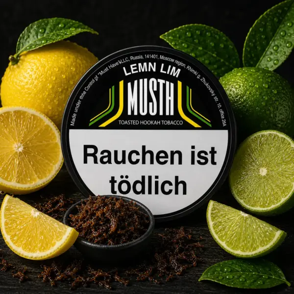 Must H LEMN-LIM 125g Shisha Tabak Spritzige Zitrone und frische Limette Geschmack