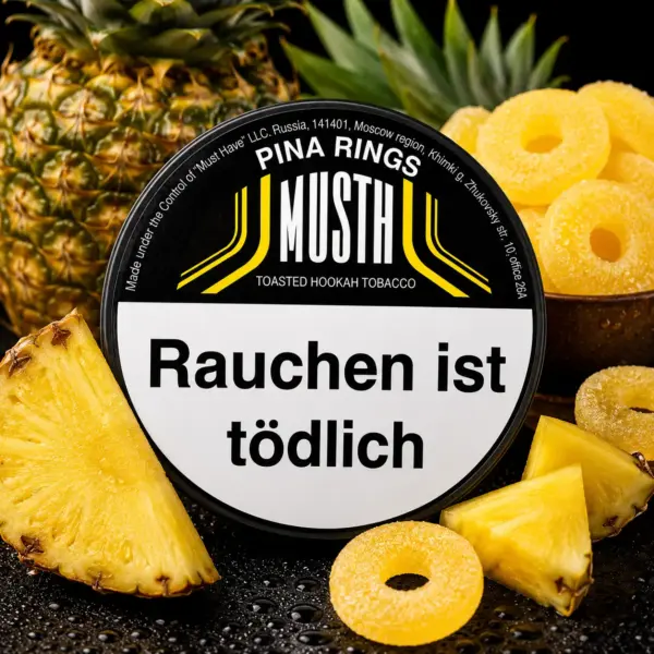 Must H PINA RINGS 125g Shisha Tabak Gezuckerte Ananasringe Geschmack