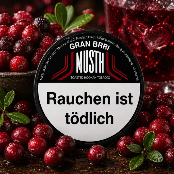 Must H GRAN BRRI 125g Shisha Tabak Wilde Cranberries mit feiner Herbe Geschmack