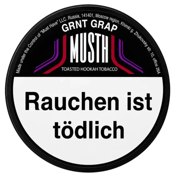 Must H GRNT GRAP 125g Shisha Tabak Packung Verpackung Premium