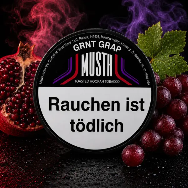 Must H GRNT GRAP 125g Shisha Tabak Feinherber Granatapfel trifft süße Trauben Geschmack