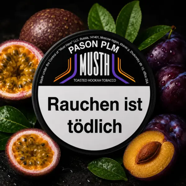 Must H PASON PLM 125g Shisha Tabak Maracuja trifft reife Pflaumen Geschmack