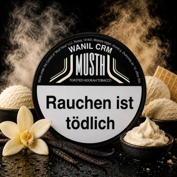 Must H WANIL CRM 125g Shisha Tabak Cremige Vanilleeiscreme Geschmack