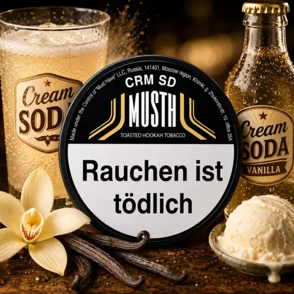 Must H CRM SD 125g Shisha Tabak Cremige Vanille trifft prickelnde Limonade Geschmack