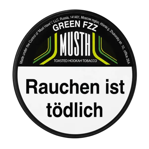 Must H GREEN FIZZ 125g Shisha Tabak Packung Verpackung Premium