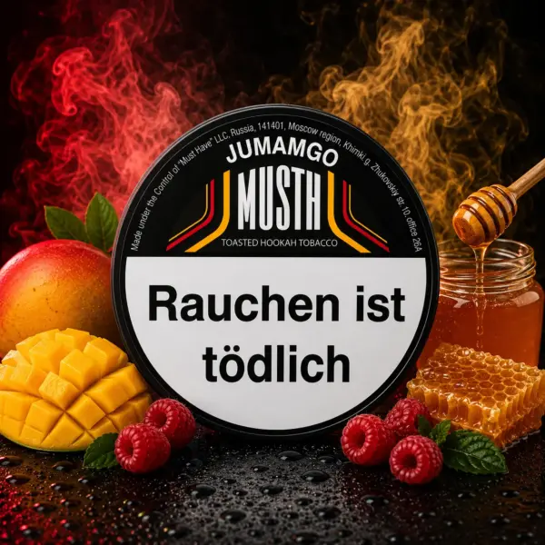 Must H JUMAMGO 125g Shisha Tabak Thai-Mango, Himbeere und Blütenhonig Geschmack