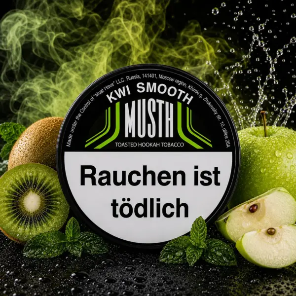 Must H KWI SMOOTH 125g Shisha Tabak Reife Kiwi mit einem Schuss Apfelsaft Geschmack