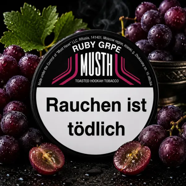 Must H RUBY GRPE 125g Shisha Tabak Vollmundiger Geschmack dunkler Trauben Geschmack