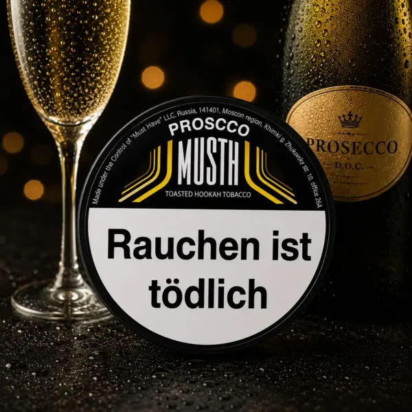Must H PROSCCO 125g Shisha Tabak Gekühlter, halbtrockener Sekt-Geschmack