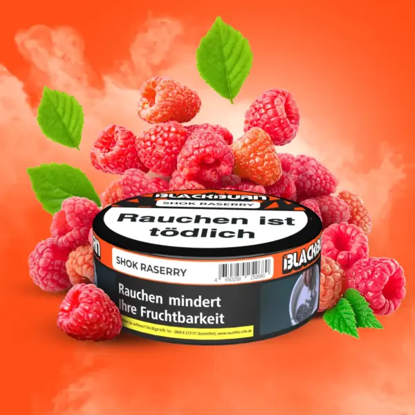 BLACKBURN SHOK RASERRY 100g Shisha Tabak Saure Himbeere Geschmack