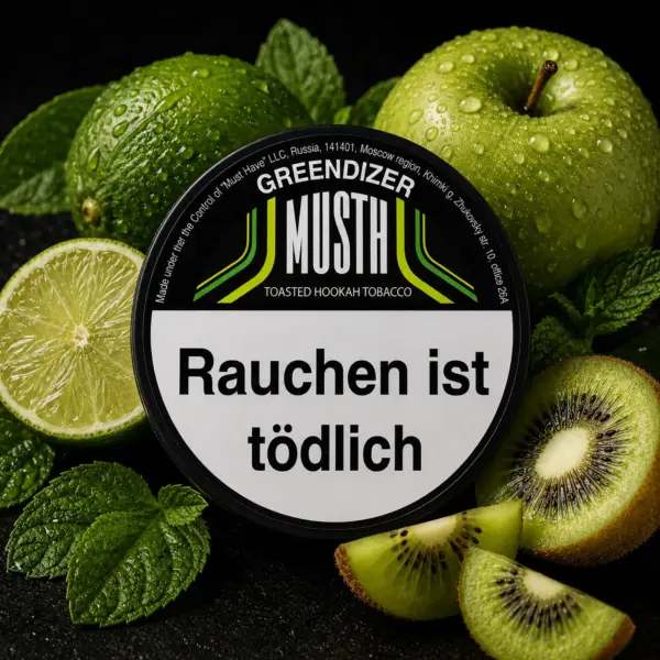 GREENDIZER Shisha Tabak Limette-Apfel-Kiwi Nahaufnahme