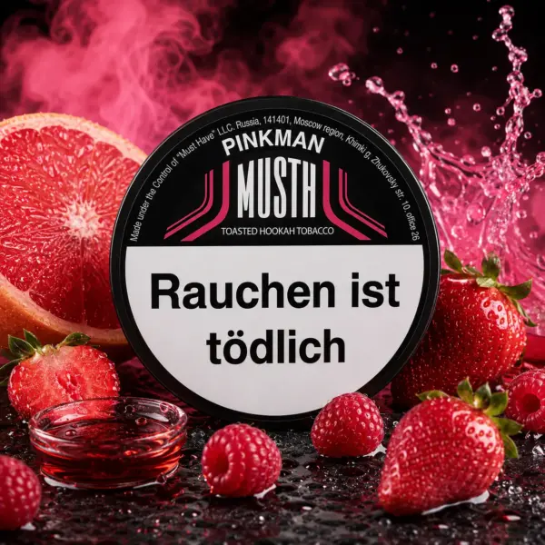 PINKMAN Shisha Tabak Grapefruit-Erdbeere Nahaufnahme