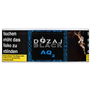 DOZAJ BLACK AQ2 25g Dark Blend Shisha Tabak Dose Etikett