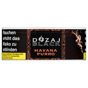 DOZAJ BLACK HAVANA PURRO 25g Dark Blend Shisha Tabak Dose Etikett