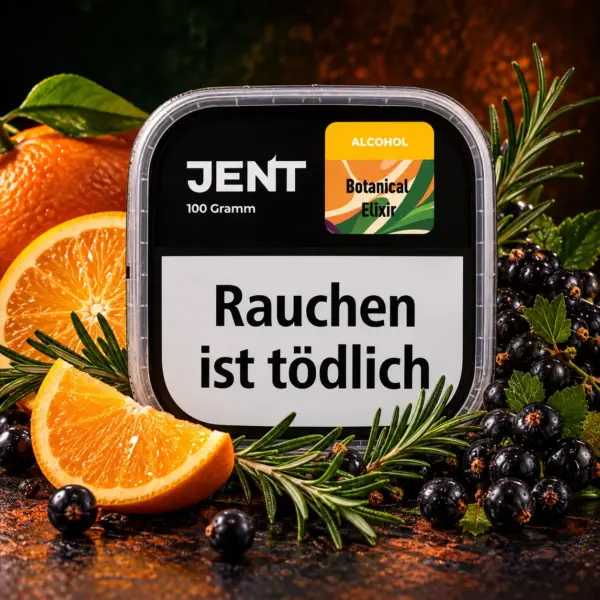 Jent Botanical Elixir 100g Shisha Tabak Orange, Rosmarin und schwarze Johannisbeere Geschmack