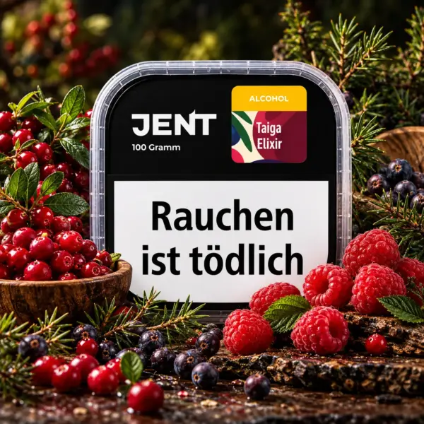Jent Taiga Elixir 100g Shisha Tabak Himbeere, Preiselbeere und Wacholder Geschmack
