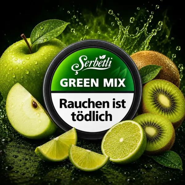 SERBETLI GREEN MIX 200G Shisha Tabak Apfel-Kiwi-Limette Geschmack